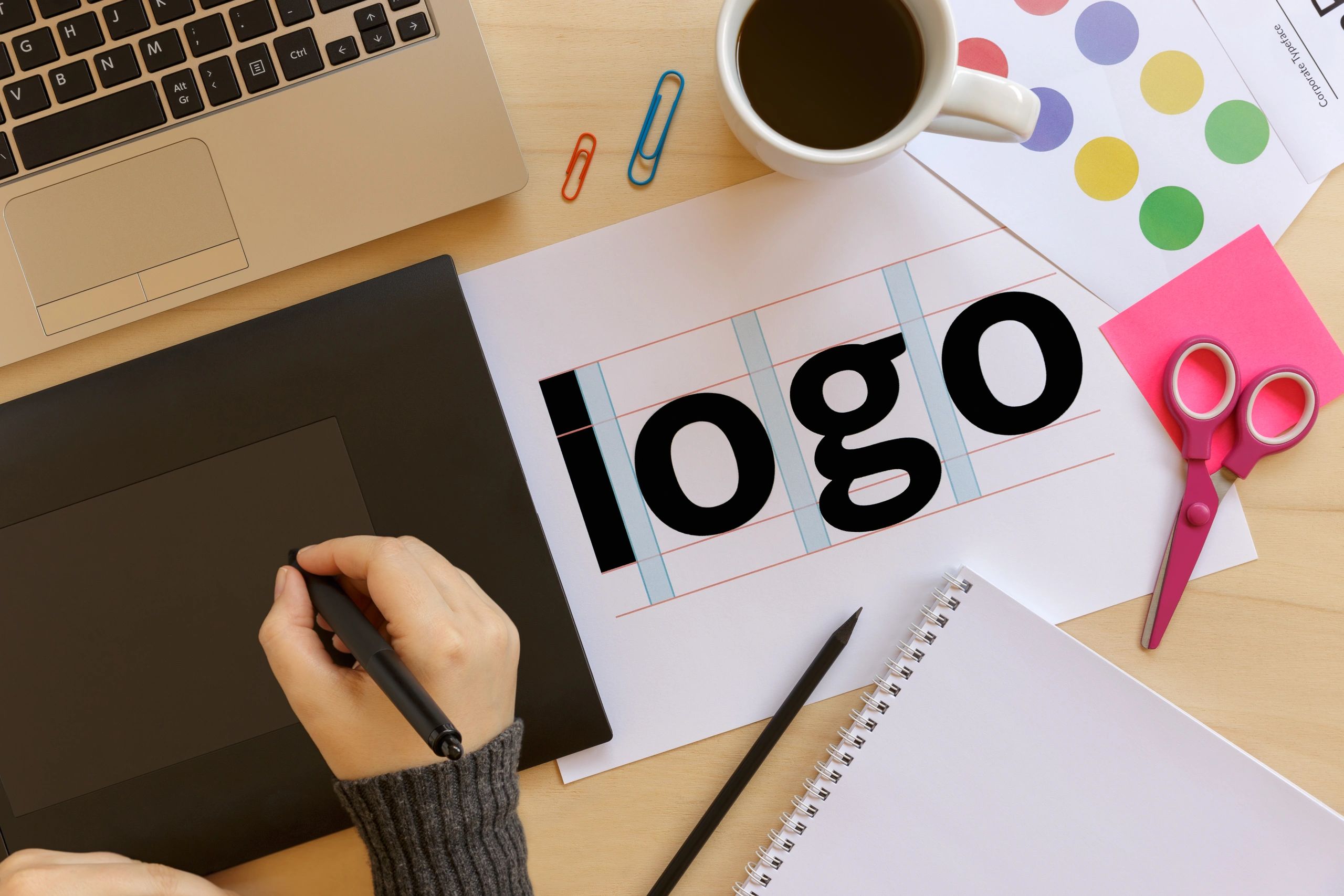 Creative graphic designer using a graphics tablet